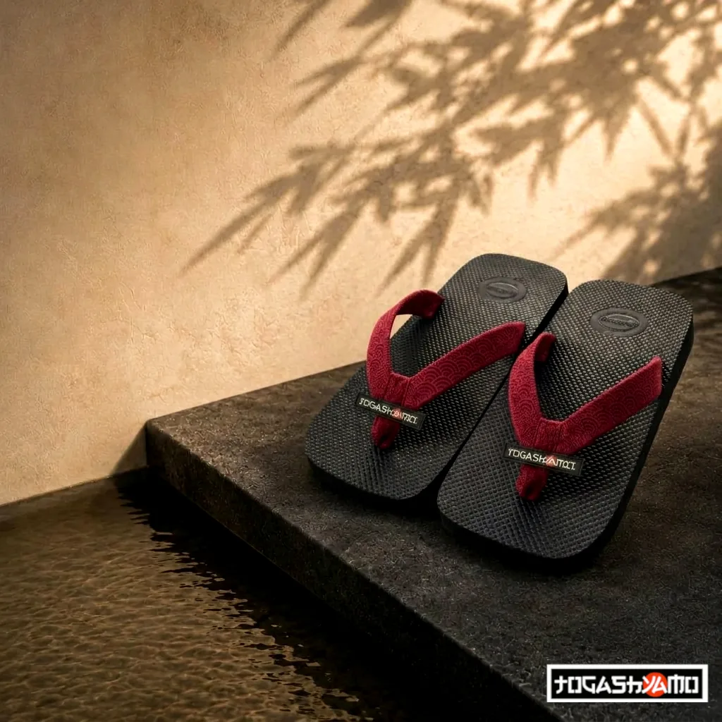 TOGASHYAMO Japanese Tong, Ink Black sole, red strap