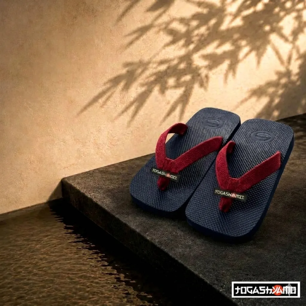 TOGASHYAMO Japanese Tong, Navy sole, red strap