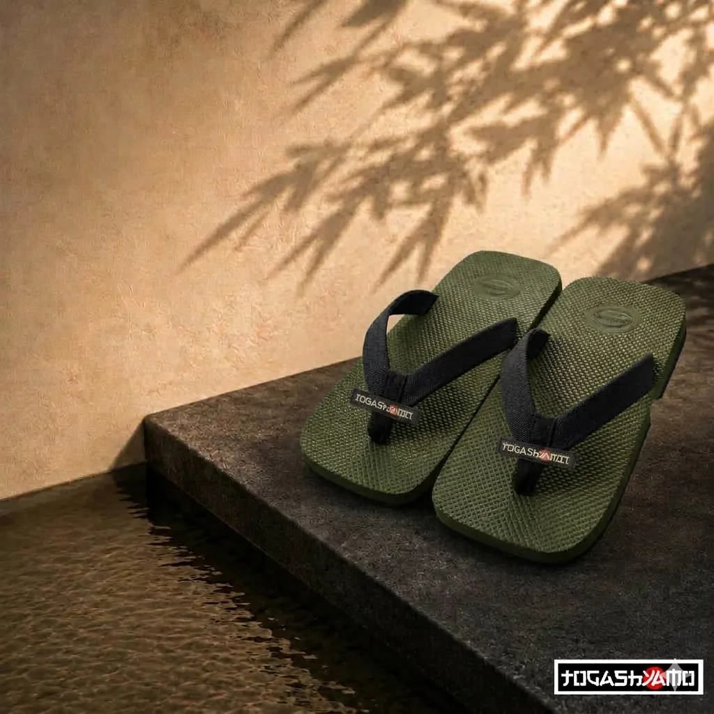 TOGASHYAMO Japanese Tong, M Green sole, Ink Black strap